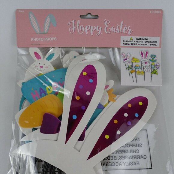 💰3/$25 New 12-PC Happy Easter Bunny Accessories Party Photo Booth Set - Picture 2 of 6